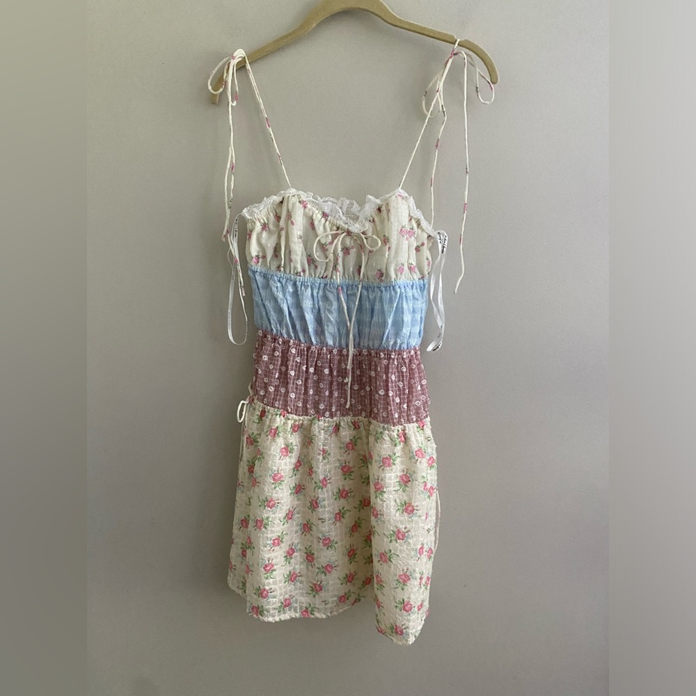 For Love & Lemons Elula Mini Dress XXS 2XS pink floral new nwt - Picture 6 of 8
